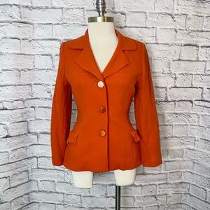 Dana Buchman 🧡 70’s Vibes. Orange Wool Blazer. Size S.